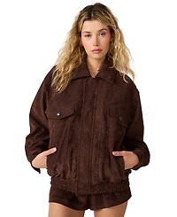Steve Madden Women's Henson Faux-Suede Bomber Jacket