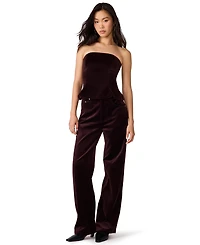 Steve Madden Women's Dawnette Strapless Velvet Peplum Top