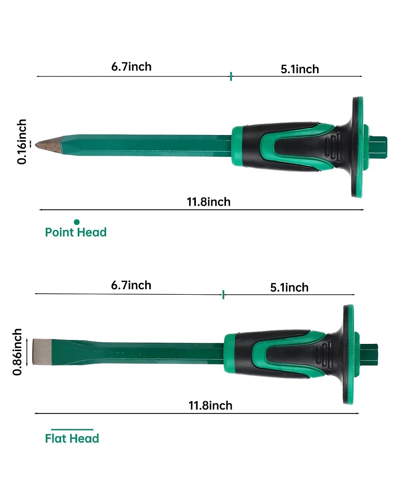 Xdovet Masonry Chisel Set Point Flat Hand Protector Demolition
