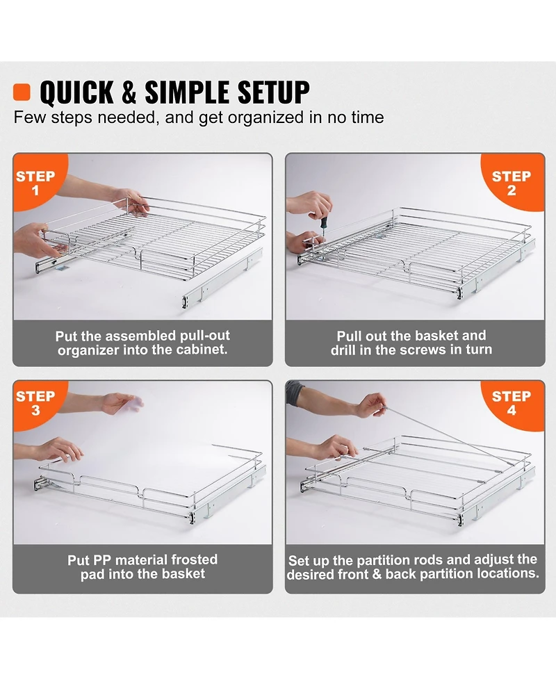 Sugift Pull Out Cabinet Organizer Steel Slide Out Pantry Shelf