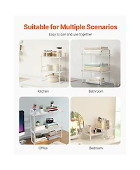 Sugift Adjustable Expandable 2-Tier Cabinet Shelf Organizer 4-Level Height 16 to 25.6in Width