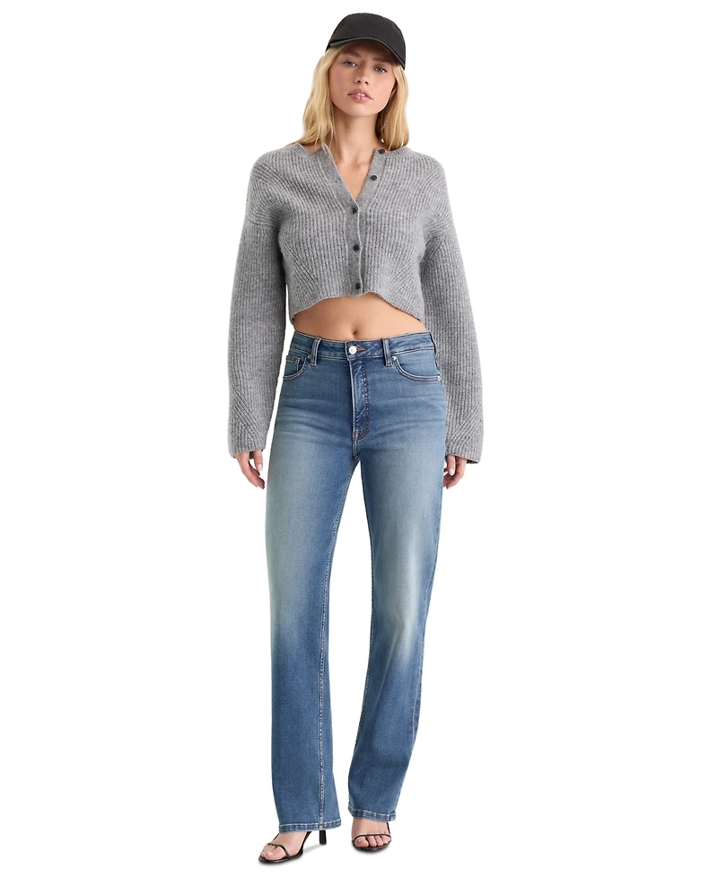 Good American Women's True Straight High-Rise Straight-Leg Jeans