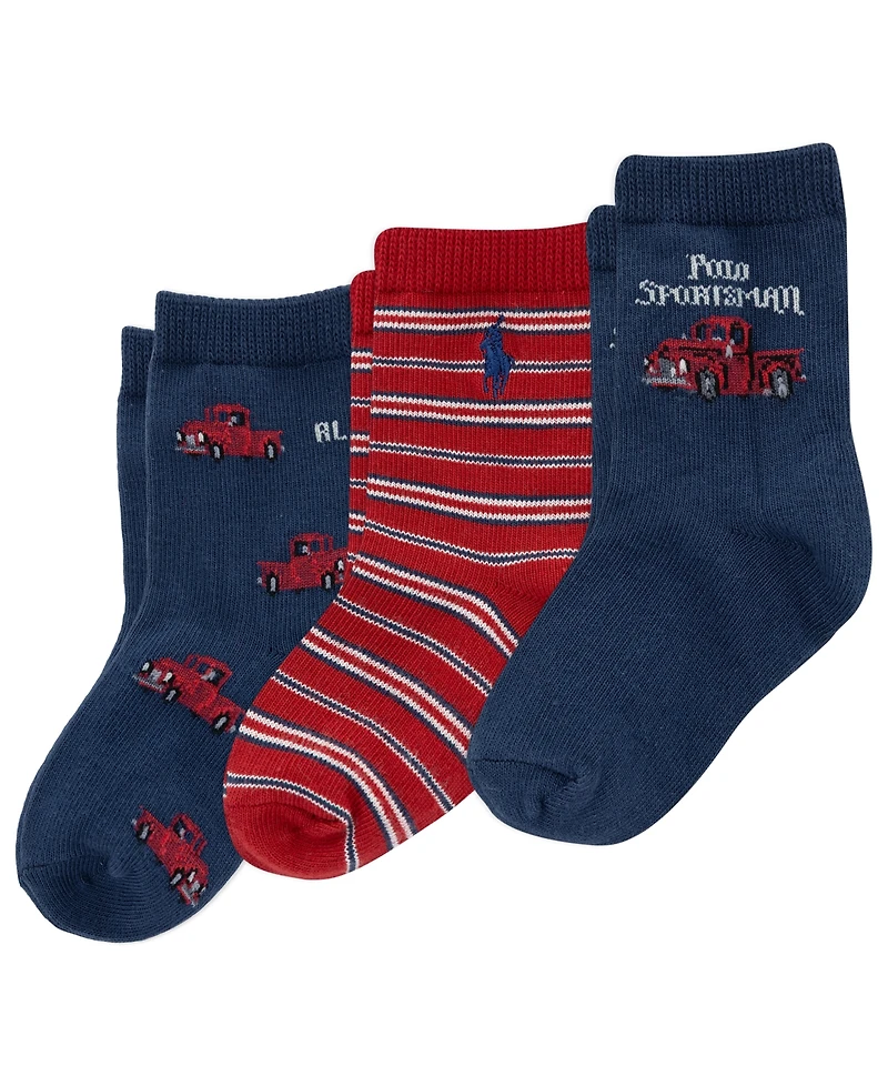Polo Ralph Lauren Baby Boys' Vintage Truck Socks, 3-Pack