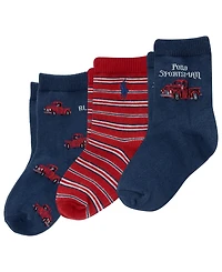 Polo Ralph Lauren Baby Boys' Vintage Truck Socks, 3-Pack