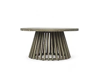 sumyeg Outdoor Acacia Wood Round Coffee Table for Patio, Balcony or Backyard