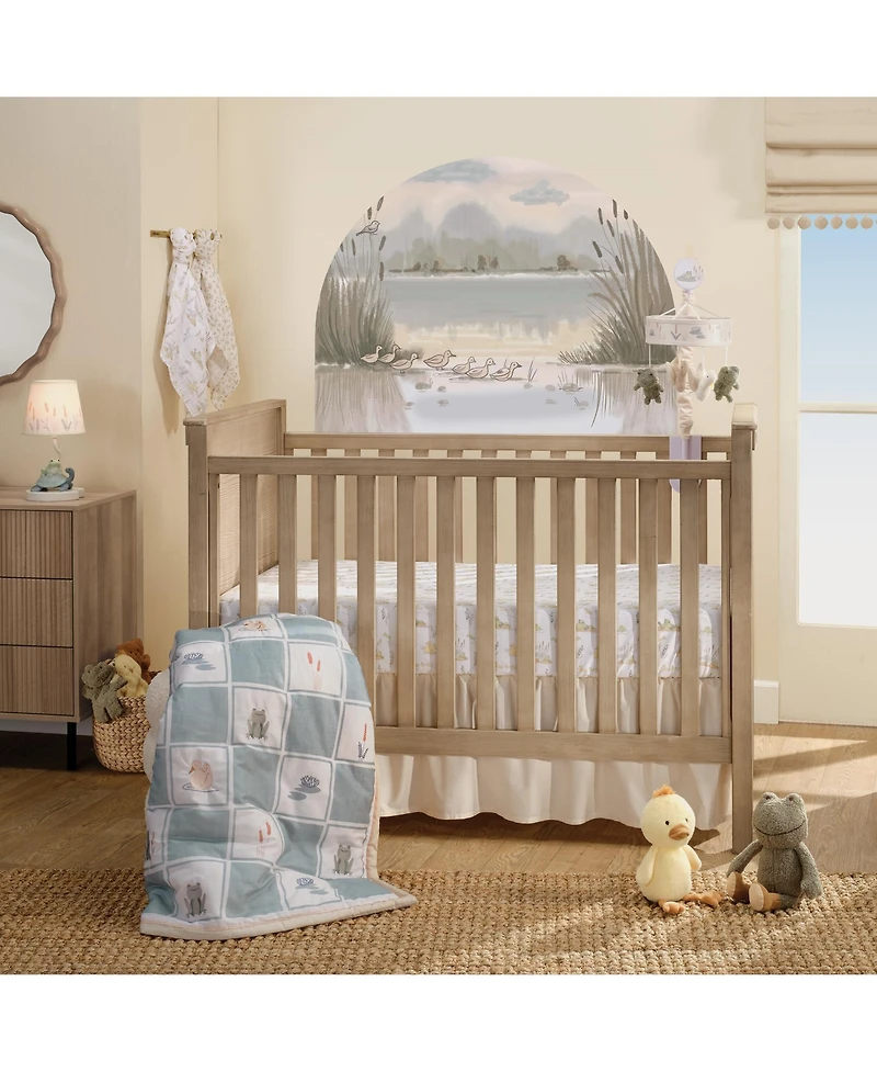 Lambs and Ivy Froggy and Friends Embroidered 3-Piece Baby Crib Bedding Set
