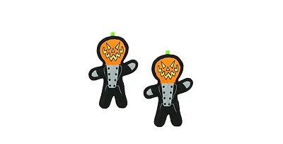 Tuffy Holiday Pumpkin Man 2 Pack, Halloween Plush Squeaky Dog Toy