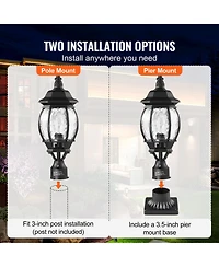 Vevor 2 Pieces Dusk to Dawn Outdoor Lamp Post Light Fixture 20.87in Pole Pier Mount