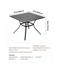Slickblue 37in Metal Patio Bistro Table with Umbrella Hole for Garden and Porch