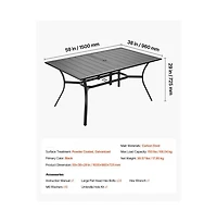 Slickblue 59in Backyard Bistro Table with Metal Frame and Umbrella Hole Outdoor Table
