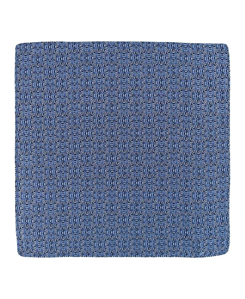 Trafalgar Men's Benito's Blue Basketweave Silk Necktie and Pocket Square Bundle