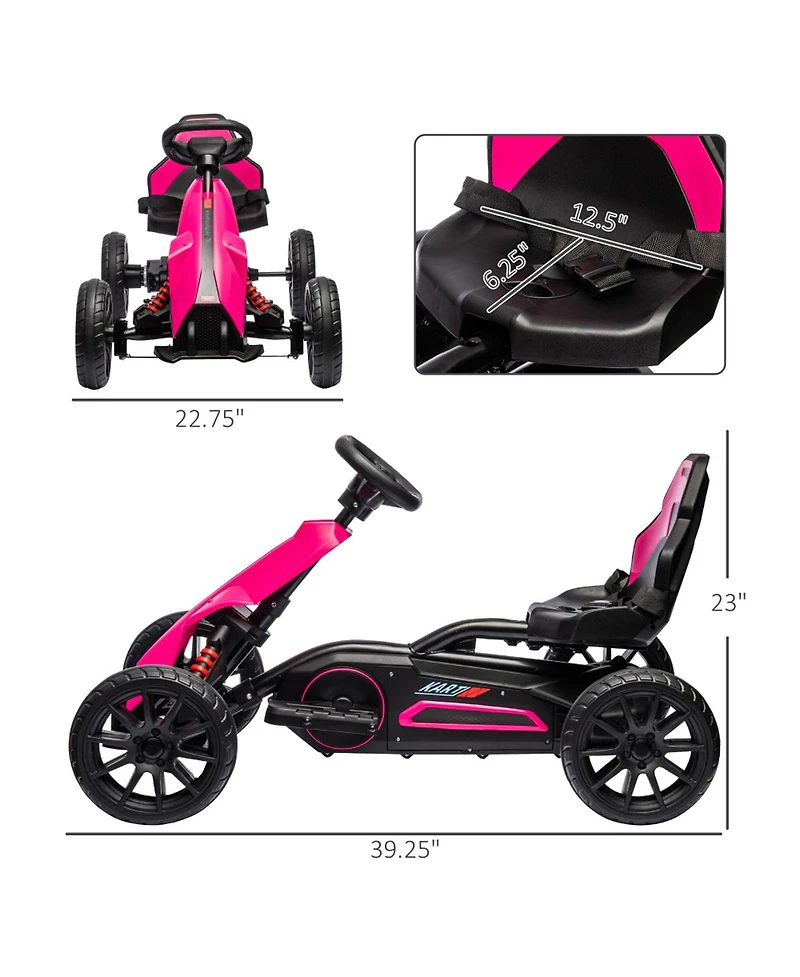 Yobtop 12V Electric Go Kart with Rechargeable Forward/Backward Drive Ride-On Toy, 66 lb Capacity, Ages 3-8