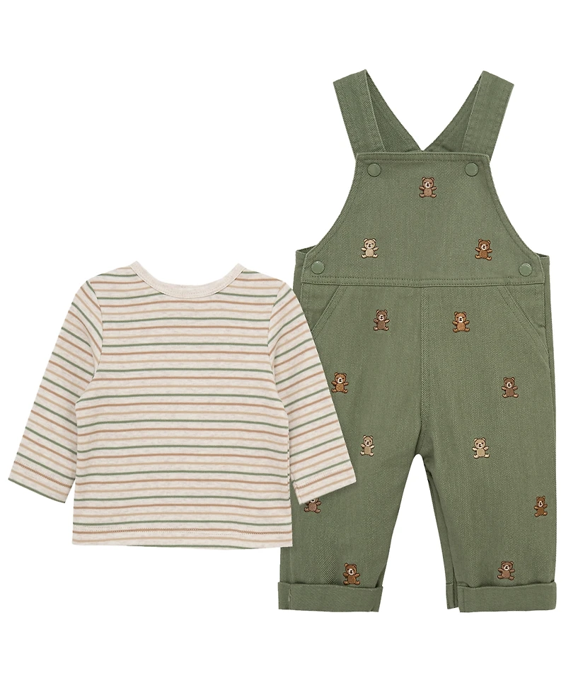 Little Me Baby Boys' Bears T-Shirt and Overall, 2-Piece Set