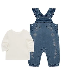 Little Me Baby Girls' Lacey Top and overall, 2-Piece set