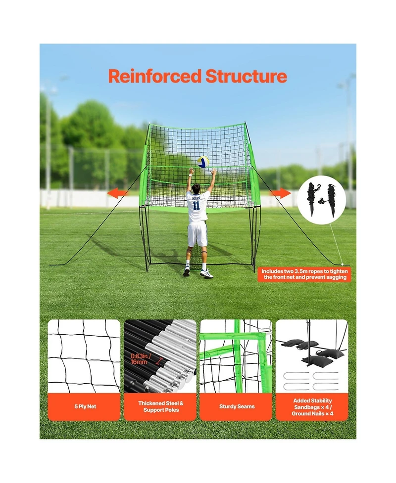 Sevorley Volleyball Training Net System with Ball Return, 8 x 11 ft, Adjustable Height