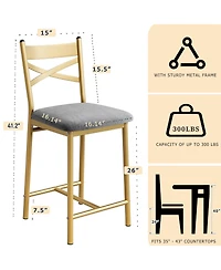 gaomon Set of 4 Bar Stools, 26" Counter Height Bar Chairs with Back, Thick Padded Seat, Upholstered for Kitchen Island or Dining Room