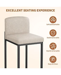 gaomon Set of 6 Modern Bar Stools Pu Leather Counter Height Barstools with Back, Upholstered Bar Chairs for Kitchen Island and Home Bar