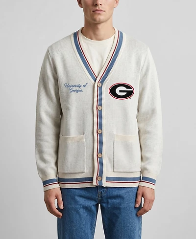 Men's and Women's Uscape Apparel Natural Georgia Bulldogs Americana Striped Full-Button Cardigan