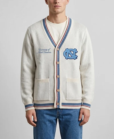 Men's and Women's Uscape Apparel Natural North Carolina Tar Heels Americana Striped Full-Button Cardigan