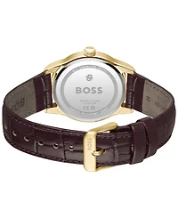 Hugo Boss Men's Langford Quartz Brown Leather Watch 39mm