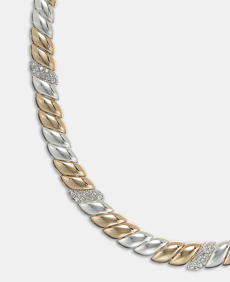 On 34th Crystal Stone Two-Tone Necklace, 16" + 2" extender, Macy's Exclusive