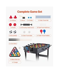Sevorley 4-in-1 Combo Game Table, 48" Air Hockey, Pool, Foosball, Table Tennis
