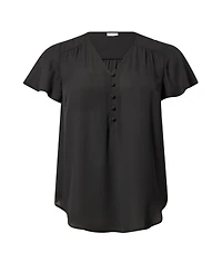 Torrid Plus Harper V-Neck Short-Flutter-Sleeves Georgette Blouse