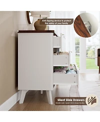 homfan Fluted 9-Drawer Dresser Chest, 60.6 Inch Modern Storage Cabinet with Deep Drawers, Multi-Purpose Tv Stand Organizer for Bedroom, Living Room