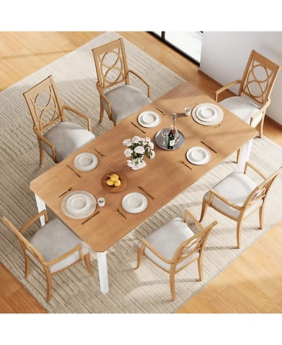 homfan Dining Table for 6-8 People, 71 Inch Rectangular Kitchen Desk with Heavy-Duty Metal Frame, Safe Chamfer Design Room Home Office