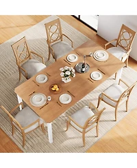homfan Dining Table for 6-8 People, 71 Inch Rectangular Kitchen Desk with Heavy-Duty Metal Frame, Safe Chamfer Design Room Home Office