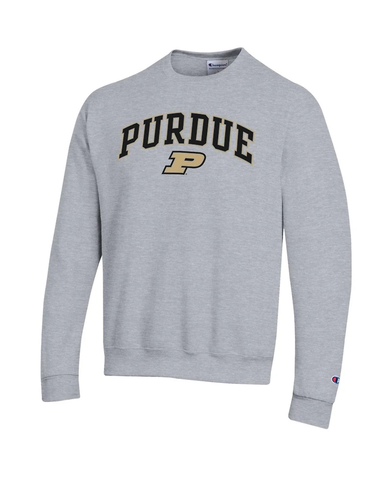 Men's Champion Heather Gray Purdue Boilermakers Arch Over Logo Pullover Sweatshirt