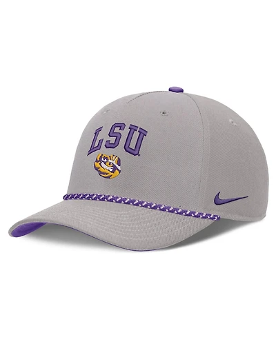 Men's and Women's Nike Gray Lsu Tigers Primetime Rise Rope Adjustable Hat