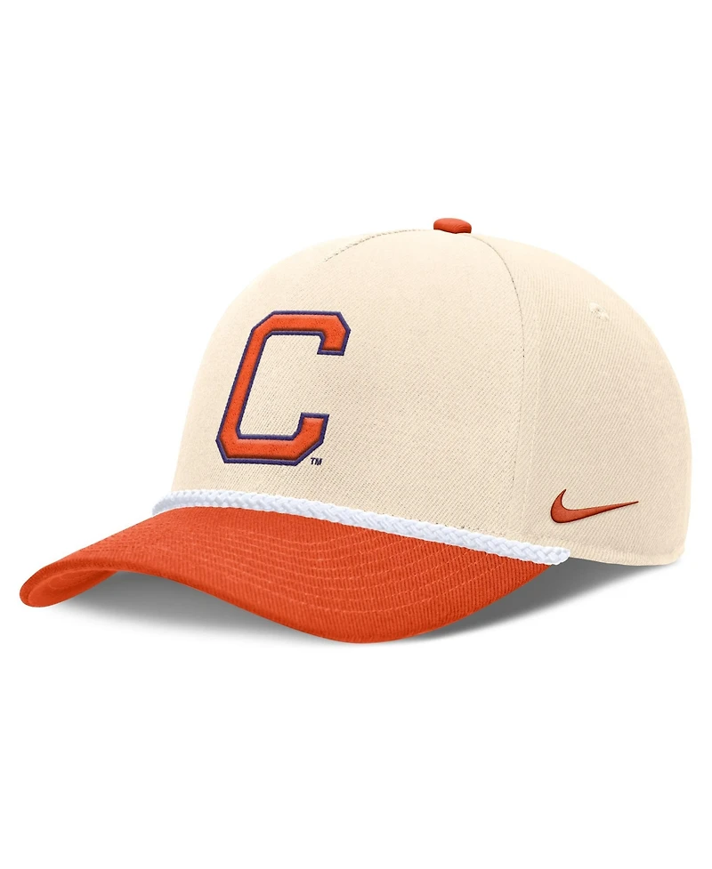 Men's and Women's Nike Natural Clemson Tigers 2026 Primetime Natural 5-Panel Rope 2-Tone Rise Hat