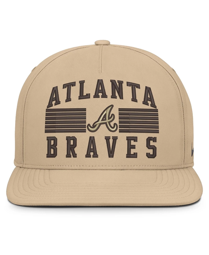 Nike Men's Khaki Atlanta Braves Desert Pro AeroBill Dri-fit Snapback Hat