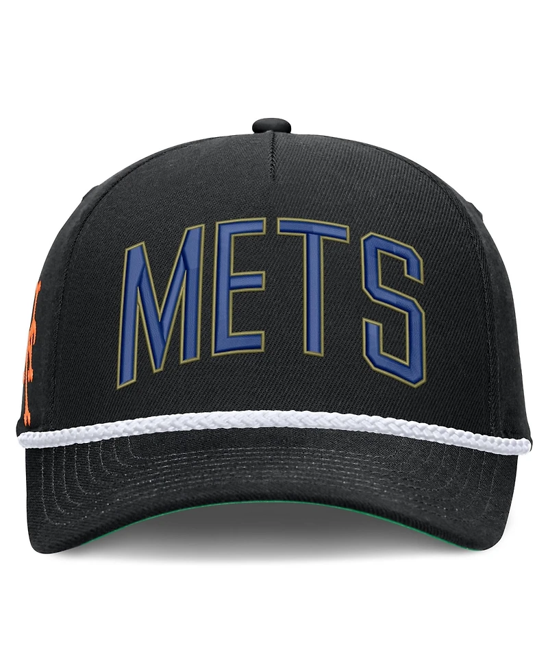 Men's Nike Black New York Mets Cooperstown Collection Rise Adjustable Hat