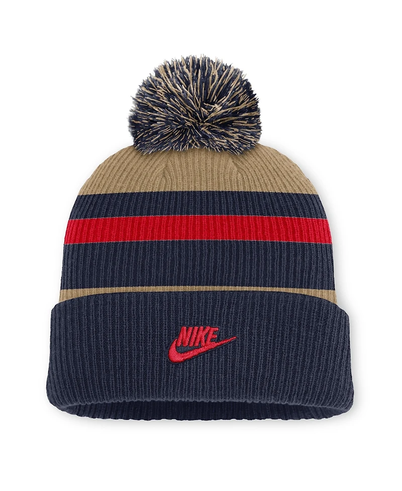 Men's and Women's Nike Navy/Beige Arizona Wildcats Legacy Striped Cuffed Knit Hat with Pom