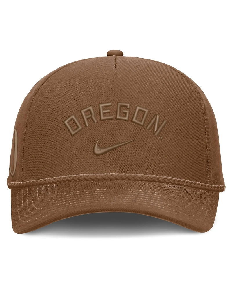 Nike Men's and Women's Tan Oregon Ducks Campus Prep Tonal Rope Rise 5-Panel Adjustable Hat