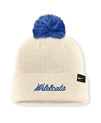 Men's and Women's Nike Natural Kentucky Wildcats Campus Prep Script Cuffed Knit Hat with Pom