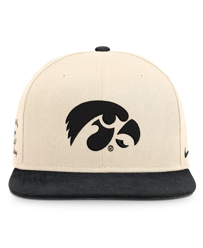 Nike Men's and Women's Natural/Black Iowa Hawkeyes Campus Prep Snapback Hat