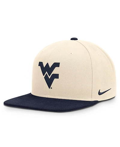 Nike Men's and Women's Natural/Navy West Virginia Mountaineers Campus Prep Snapback Hat