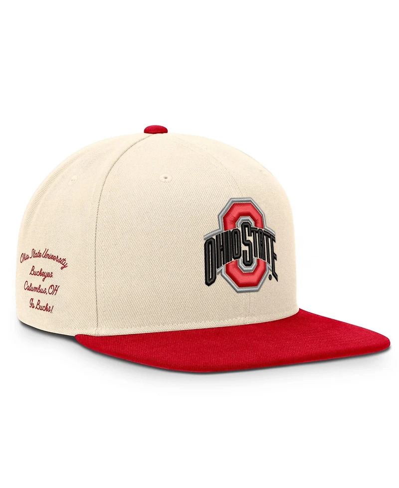 Nike Men's and Women's Natural/Scarlet Ohio State Buckeyes Campus Prep Snapback Hat