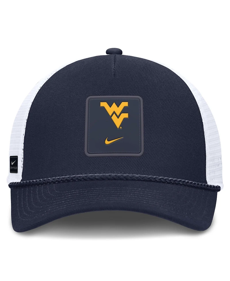 Men's and Women's Nike Navy West Virginia Mountaineers 2026 On-Field Gameday Rope Trucker Adjustable Hat