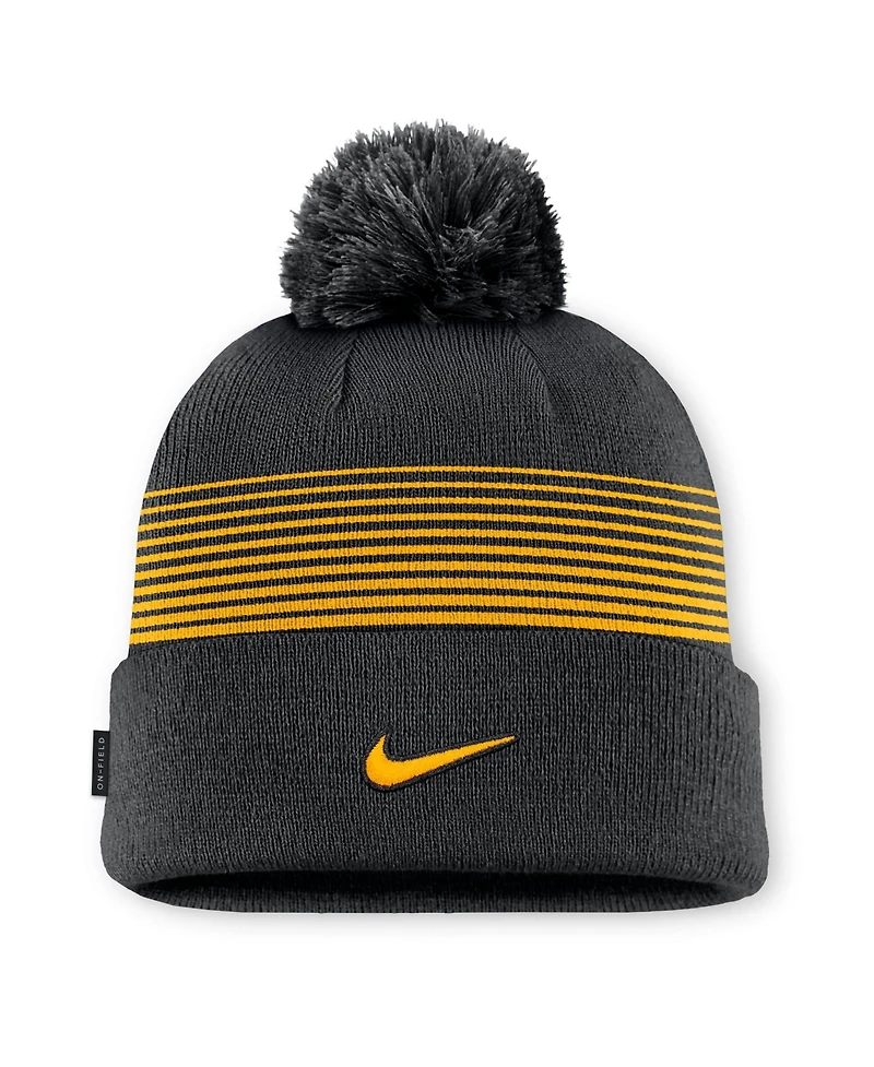 Men's and Women's Nike Black Iowa Hawkeyes 2026 On-Field Cuffed Knit Hat with Pom