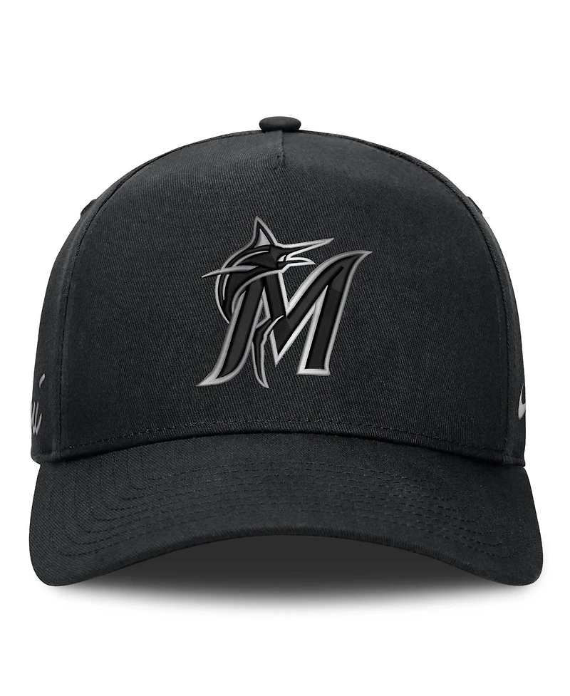 Men's Nike Black Miami Marlins Rise Dri-fit A-Frame Adjustable Hat