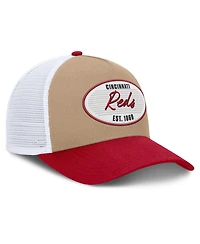 Men's Nike Khaki/Red Cincinnati Reds Rise A-Frame Trucker Adjustable Hat