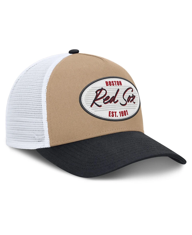 Men's Nike Khaki/Navy Boston Red Sox Rise A-Frame Trucker Adjustable Hat