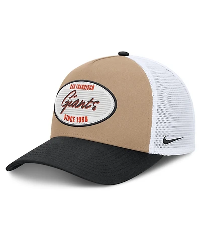 Men's Nike Khaki/Black San Francisco Giants Rise A-Frame Trucker Adjustable Hat