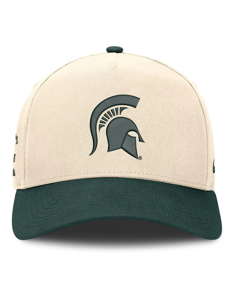 Nike Men's and Women's Natural/Green Michigan State Spartans Campus Prep Rise Adjustable Hat