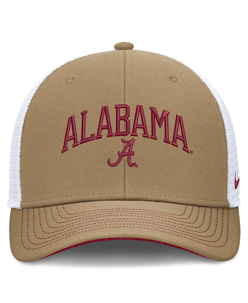 Nike Men's and Women's Beige/Crimson Alabama Crimson Tide Primetime Arched Trucker Adjustable Hat