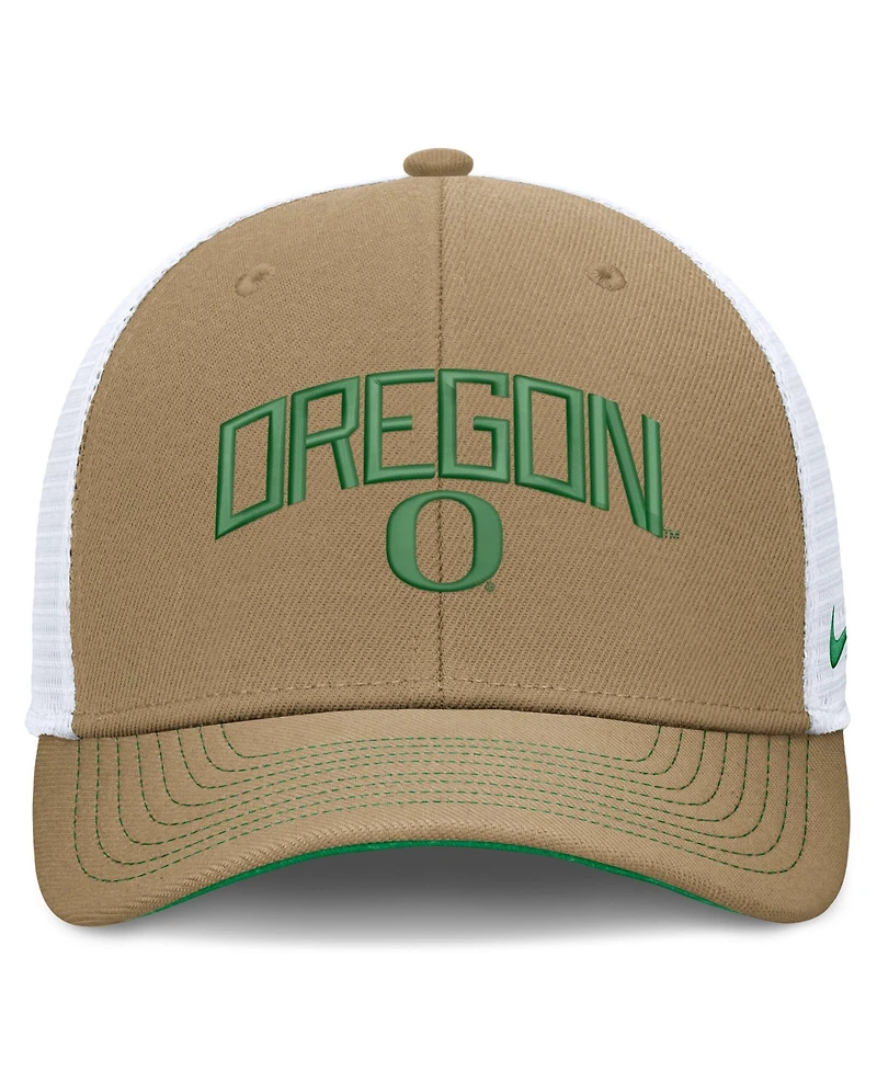 Nike Men's and Women's Beige/Green Oregon Ducks Primetime Arched Trucker Adjustable Hat